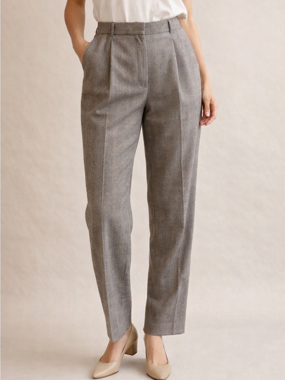Harve Benard Vintage Taupe Pleated Women's Trousers